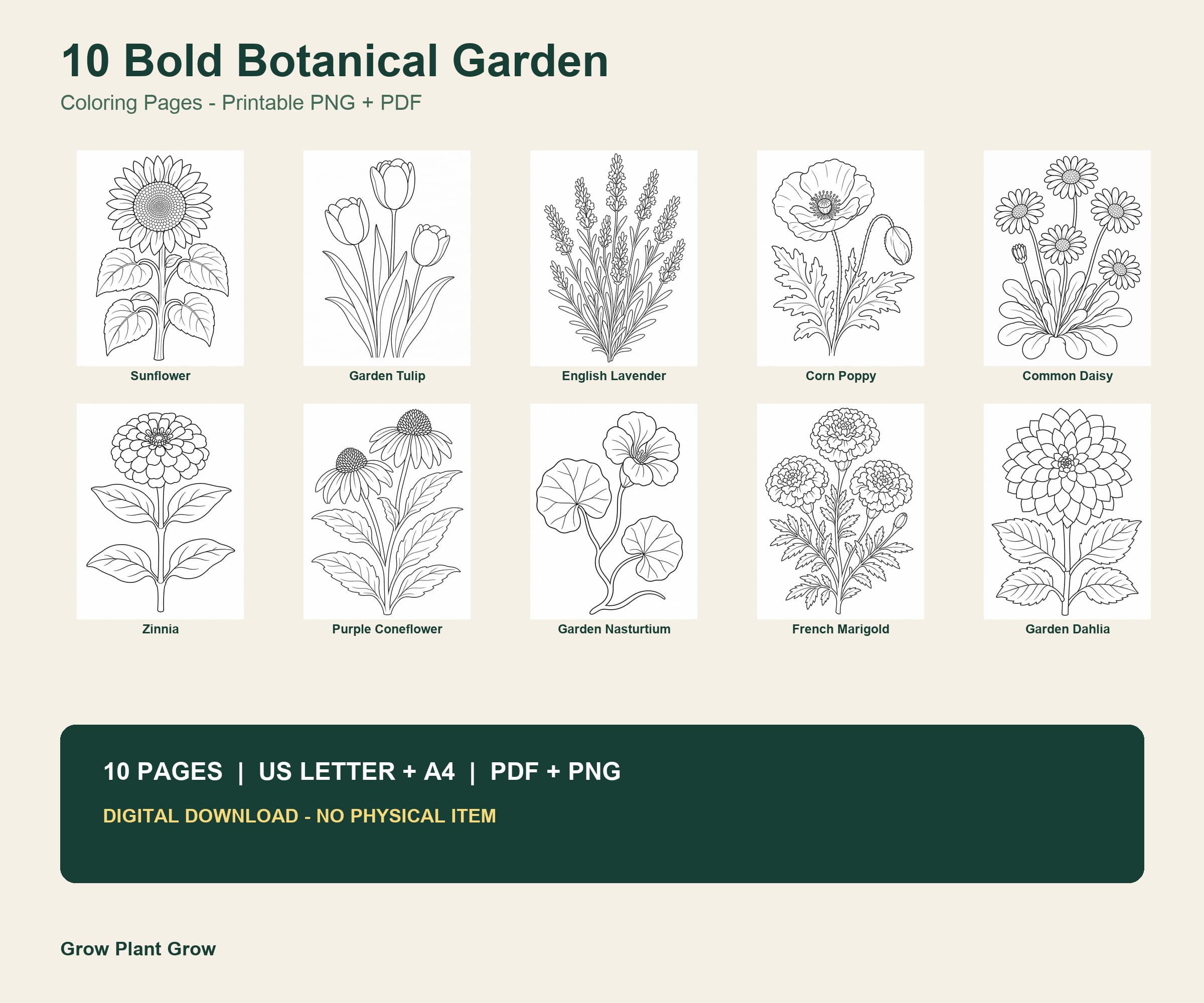 10 Bold Botanical Garden Coloring Pages