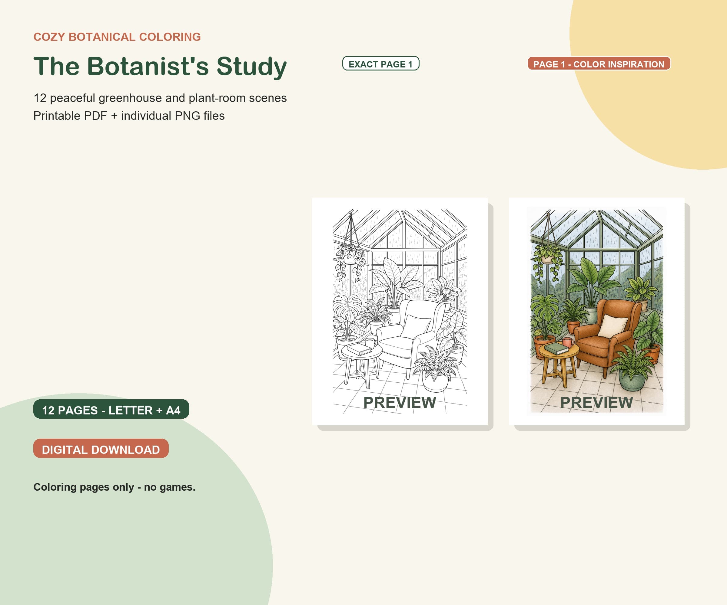 The Botanist's Study Coloring Pages