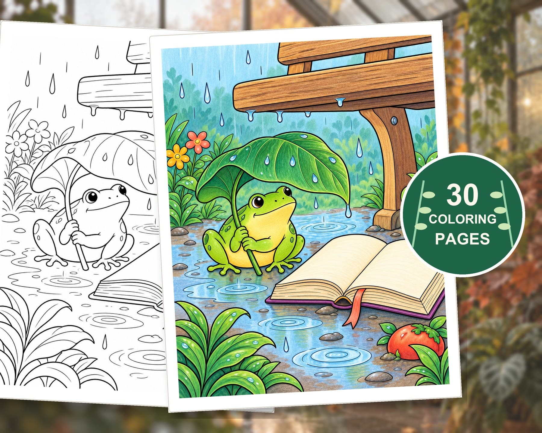 Rainy Greenhouse Reading Retreat: 30 Detailed Coloring Pages preview 6