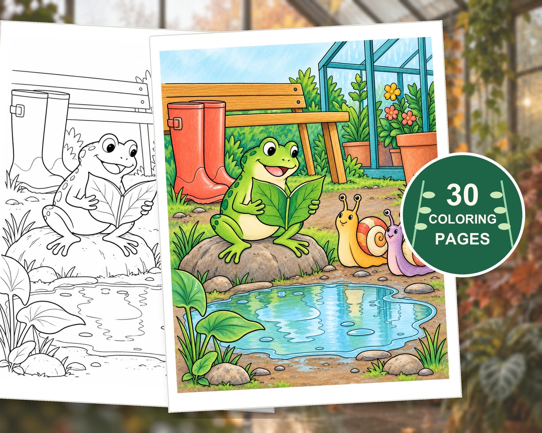 Rainy Greenhouse Reading Retreat: 30 Detailed Coloring Pages preview 7