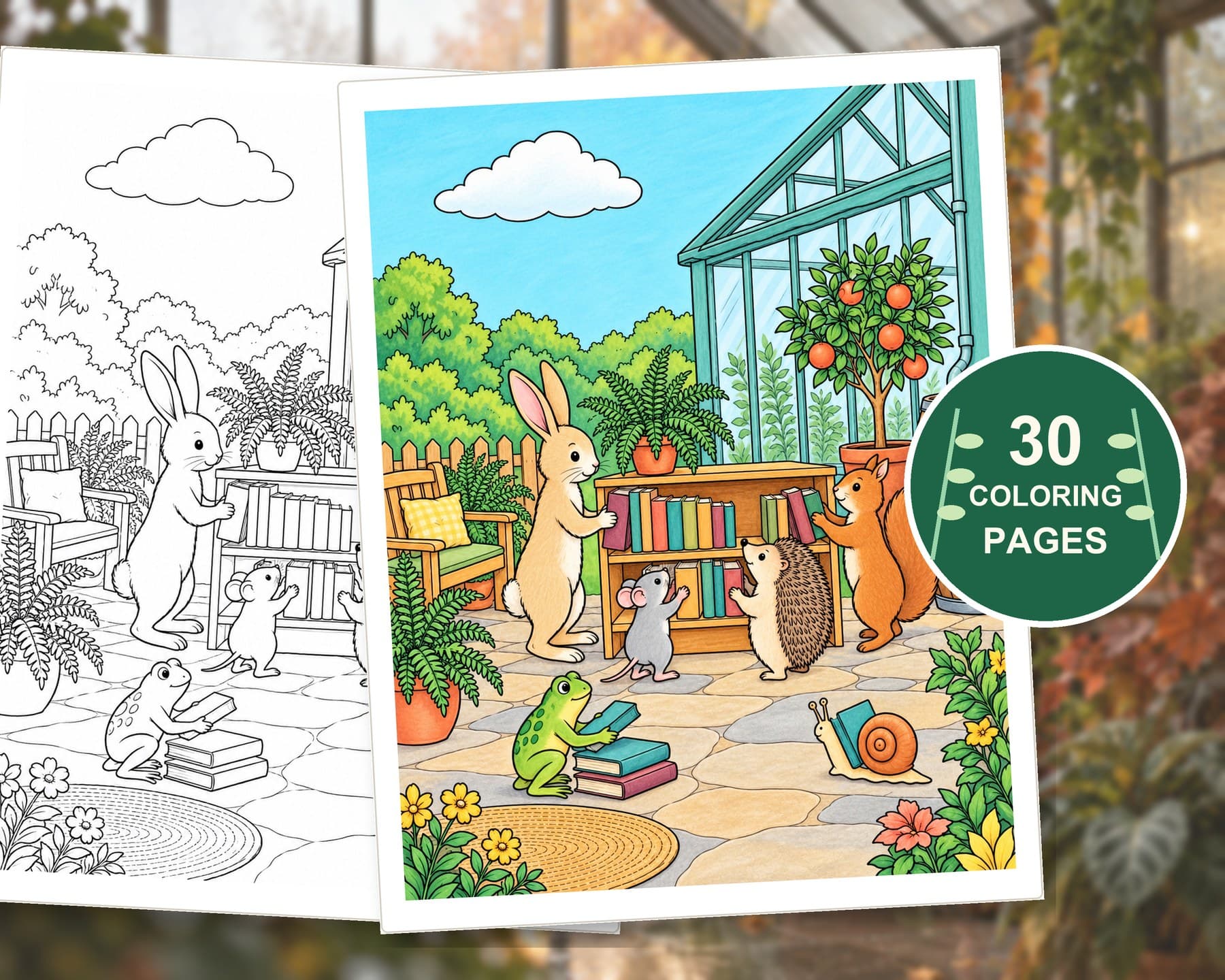 Rainy Greenhouse Reading Retreat: 30 Detailed Coloring Pages preview 10